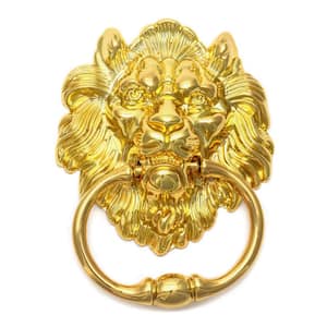 LakeFront Golden Lion Door Handle Classical Lion Head Knocker Metal