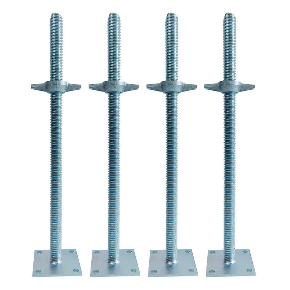 24 in. x 1.2 in. Silver Adjustable Soild Screw Jacks with Base Plate for Baker-Style Scaffolding (4-Pack) price history on PriceWatchPro