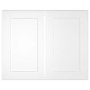 30-in. W x 24-in. D x 24-in. H in Shaker White Plywood Ready to Assemble Wall Bridge Kitchen Cabinet with 2 Doors