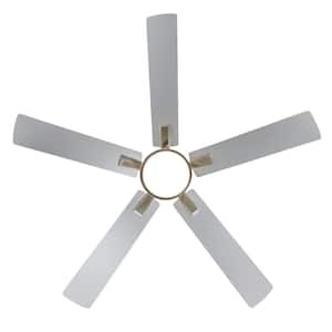 Walter 52 in. Indoor Satin Nickel Ceiling Fan with Adjustable White LED Light, 5-Reversible Blades and Remote Control