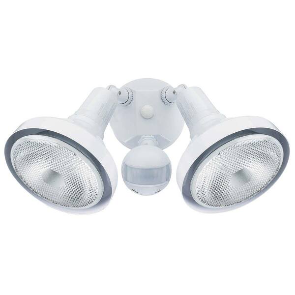 Globe Electric 180 Degree 300-Watt 2-Light Outdoor White Motion Sensor Security Light Fixture