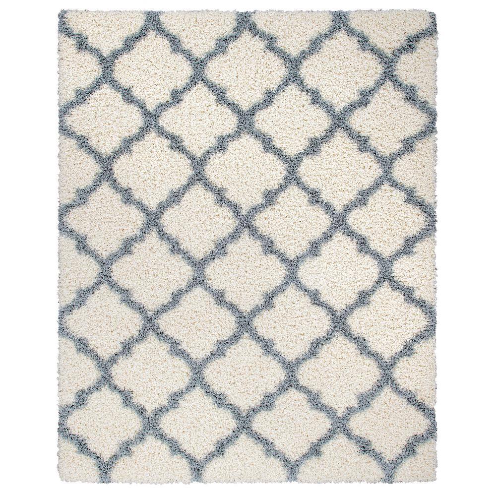 Ottomanson Ultimate Shag Contemporary Moroccan Trellis Design Ivory