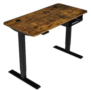 48 in. Rectangle Rustic Brown Wood Electric Standing Desk Height Adjustable w/Control Panel and USB Port