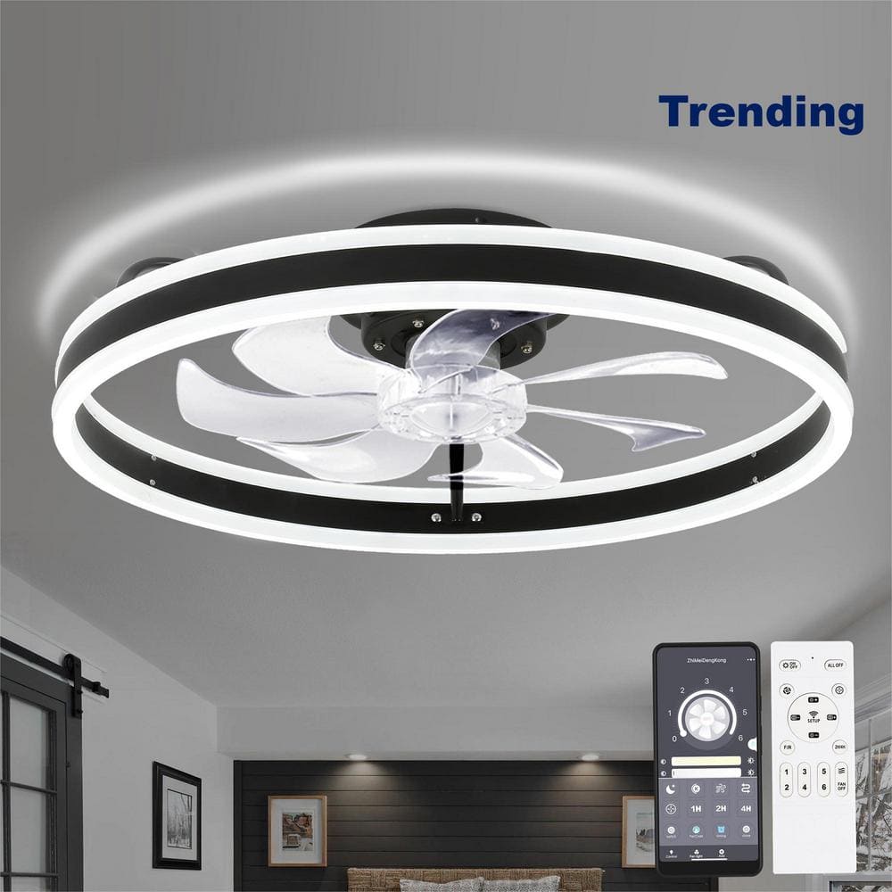 Oaks Aura 20in. LED Indoor Black Bladeless Low Profile Ceiling Fan