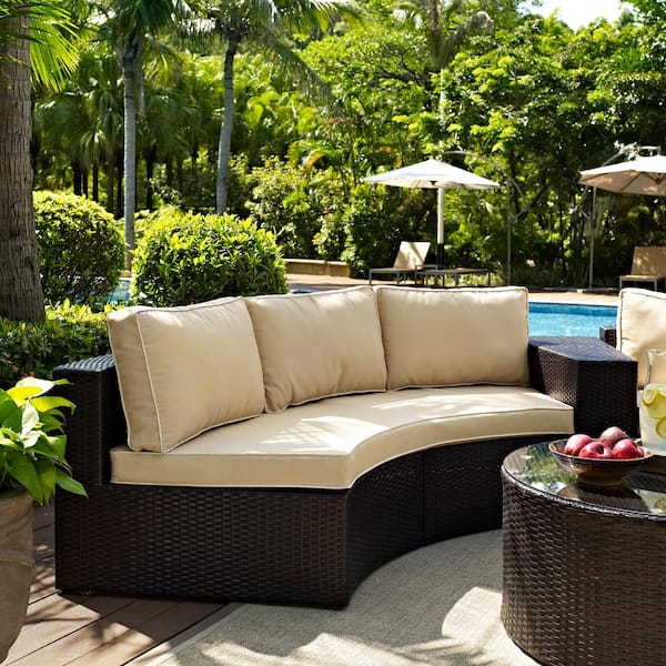 Catalina Wicker Outdoor Sofa with Sand Cushions