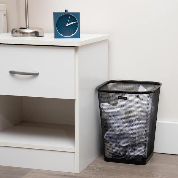 Mesh Metal Trash Can, Steel Mesh Powder-Coated Waste Basket, Black, 2 Pack,  12L& 18L, Lightweight& Sturdy Office Trash Cans, Recycling Bin Set, Fits  Under Desk, Round Wastebasket for School/ Office/ Home/ Bathroom/