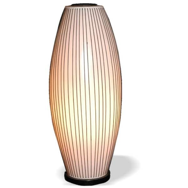 Jeffan Varo 26 in. White Elliptical Shape Table Lamp with Black Linear Accent