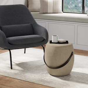 Ramsay 16 in. Wide Contemporary Irregular Footstool in Taupe Linen Look Fabric, Fully Assembled