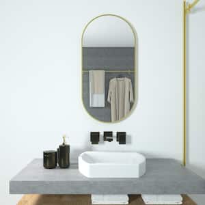 18 in. W x 36 in. H Oval Framed Wall Bathroom Vanity Mirror in Gold