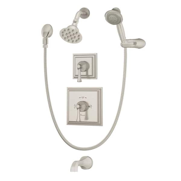 Symmons Canterbury 2-Handle Tub and Shower Faucet Trim Kit in Satin Nickel (Valve Not Included)