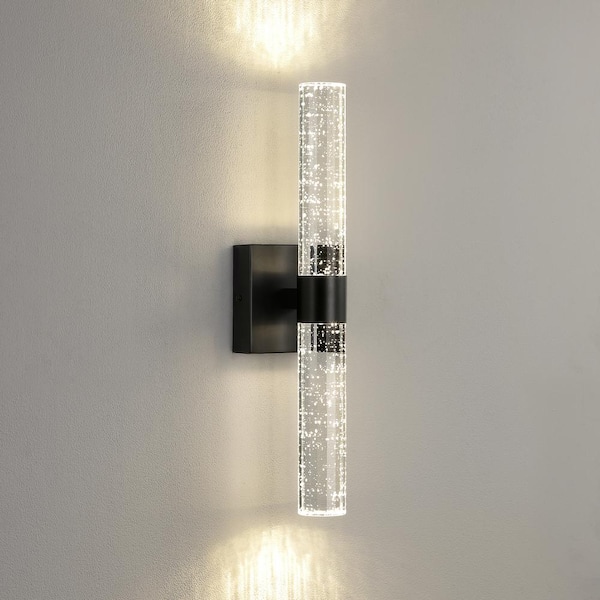 KAISITE Modern 2-Light Black Dimmable Wall Sconce with Bubble Glass ...