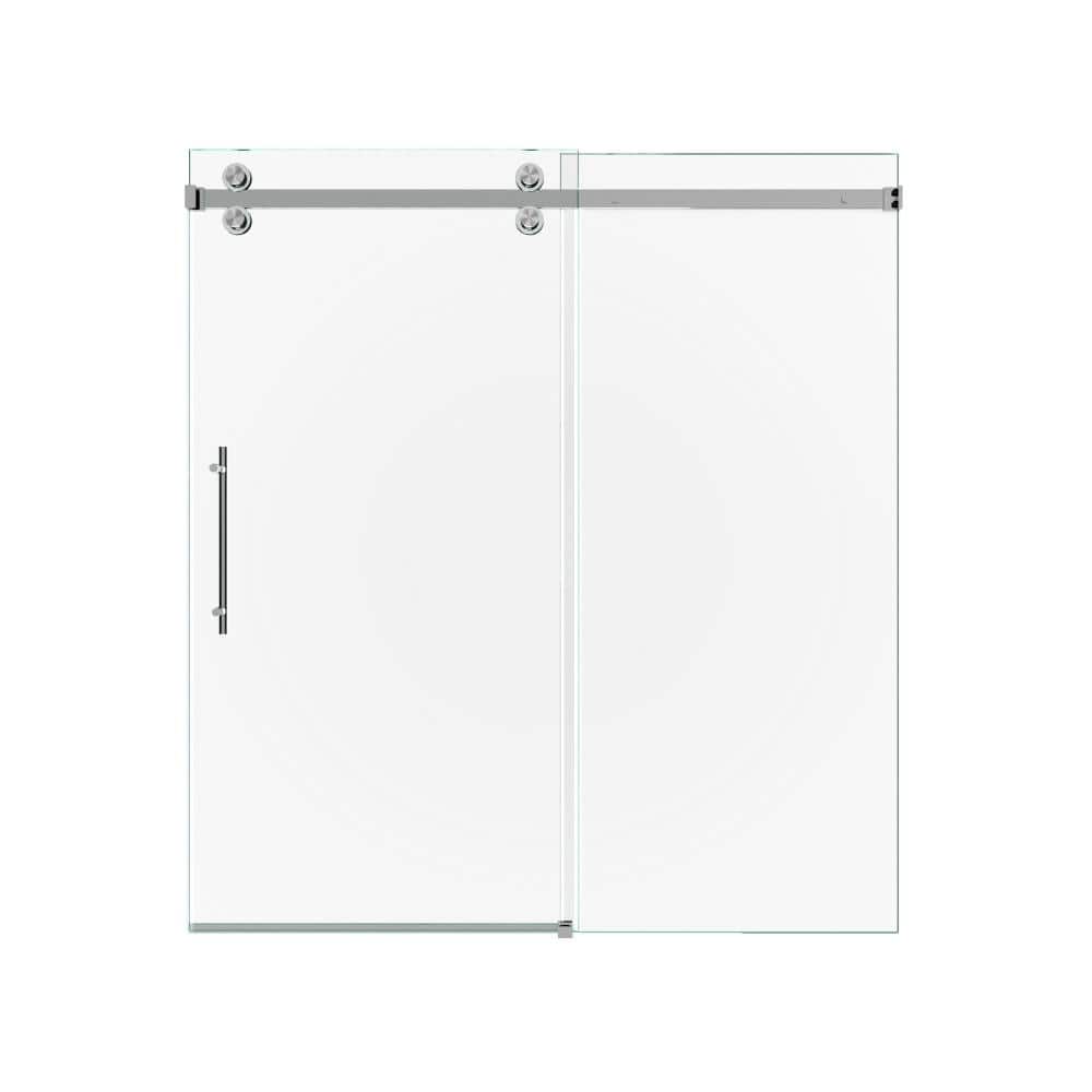 56-60 In W x 72 In H Frameless Sliding Shower Enclosure, 8mm SGCC Tempered Glass, Brushed Nickel Hardware price history on PriceWatchPro