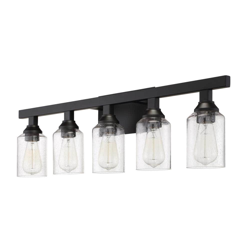 CRAFTMADE Chicago 35.75 in. 5-Light Flat Black Finish Vanity Light with ...