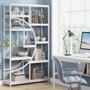 Eulas 68.89 in. Tall White Wood 9-Shelf Bookcase Bookshelf with Storage Shelves for Home Office, Living Room