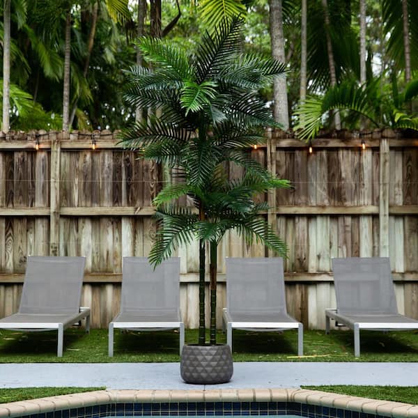 Nearly Natural 8 ft. UV Resistant Artificial Double Robellini Palm