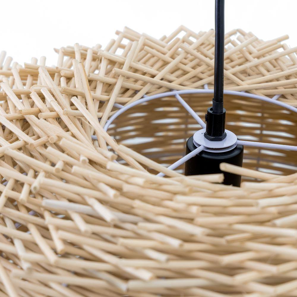 Pua Natural Bamboo Wicker Pendant Light with 12ft Cord