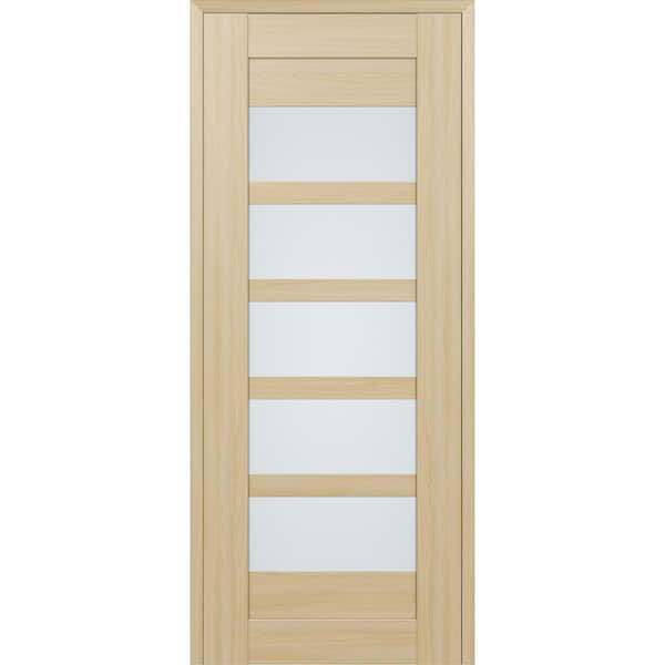 Belldinni Vona 07-07 32 in. x 80 in. No Bore 5-Lite Frosted Glass Loire Ash Wood Composite Interior Door Slab