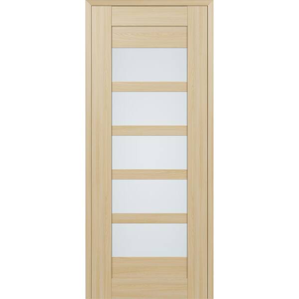 Belldinni Vona 07-07 32 in. x 96 in. No Bore 5-Lite Frosted Glass Loire Ash Wood Composite Interior Door Slab