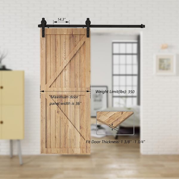 6 ft./72 in. Black Sliding Barn Door Track and Hardware Kit with I-Shape Hanger For Single Door 6 ft./72 in. Black Sliding Barn Door Track and Hardware Kit with I-Shape Hanger For Single Door