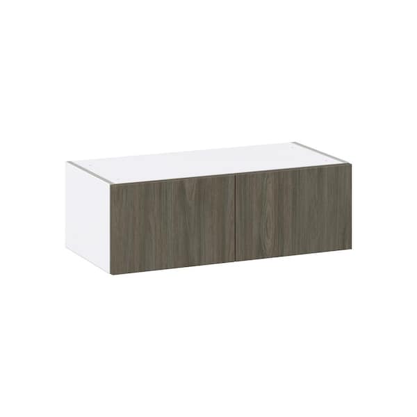 J COLLECTION 30 in. W x 14 in. D x 10 in. H Medora Textured Slab Walnut Assembled Wall Bridge Kitchen Cabinet