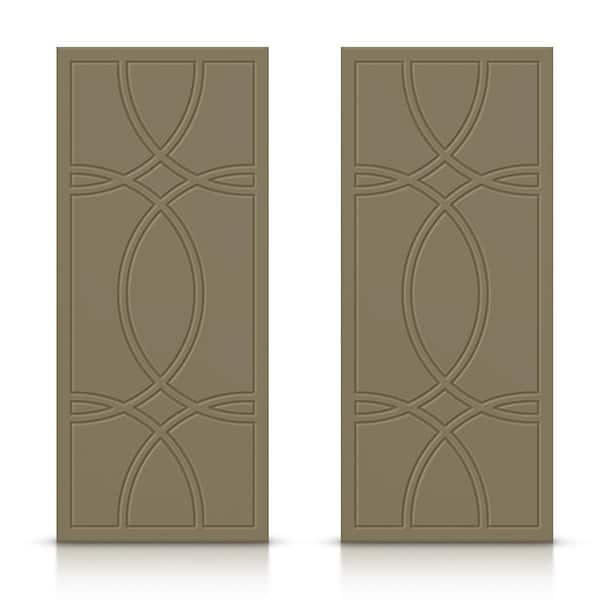 CALHOME 48 in. x 80 in. Hollow Core Olive Green Painted Composite MDF Interior Double Closet Sliding Doors