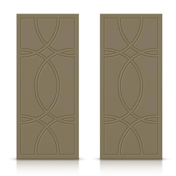 CALHOME 60 in. x 80 in. Hollow Core Olive Green Painted Composite MDF Interior Double Closet Sliding Doors