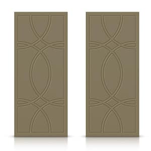 48 in. x 84 in. Hollow Core Olive Green Stained Composite MDF Interior Double Closet Sliding Doors