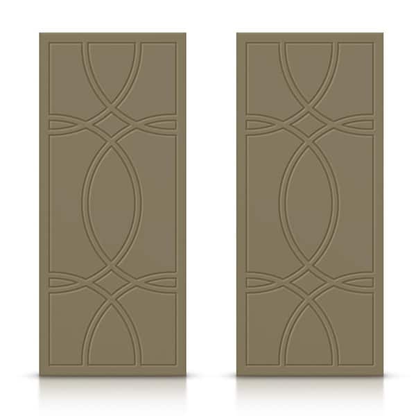 CALHOME 48 in. x 84 in. Hollow Core Olive Green Stained Composite MDF Interior Double Closet Sliding Doors