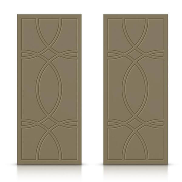 CALHOME 72 in. x 84 in. Hollow Core Olive Green Stained Composite MDF Interior Double Closet Sliding Doors