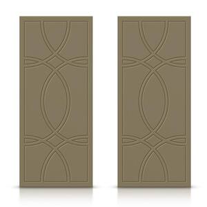 60 in. x 96 in. Hollow Core Olive Green Stained Composite MDF Interior Double Closet Sliding Doors