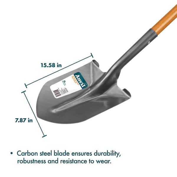 Anvil 28 in. Wood D-Grip Short Handle Carbon Steel Digging Shovel
