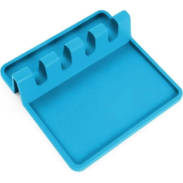 Zulay Kitchen Silicone Utensil Rest with Drip Pad for Multiple Utensils - Sky Blue
