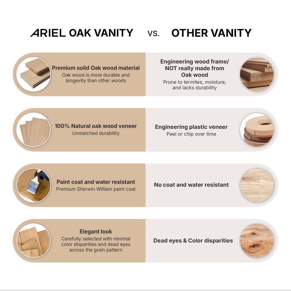 Oak Freestanding Single Vanity with Carrara Marble Top