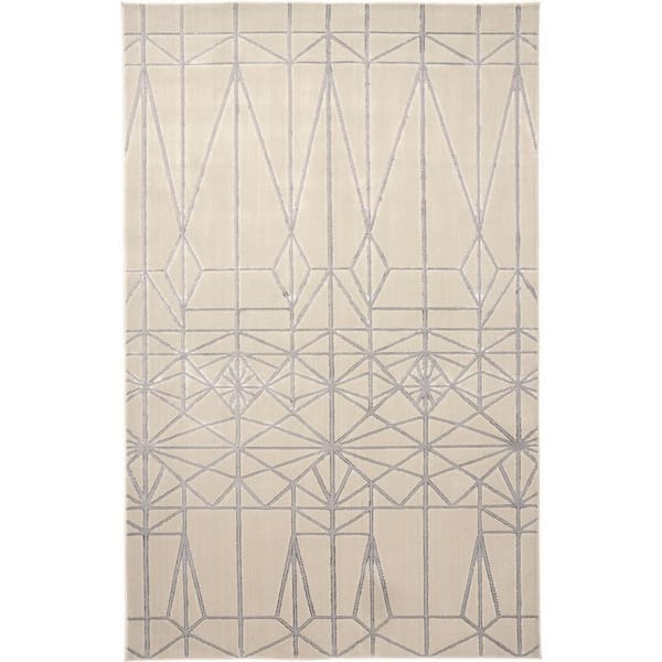 9 ft. x 12 ft. Gray and White Geometric Area Rug
