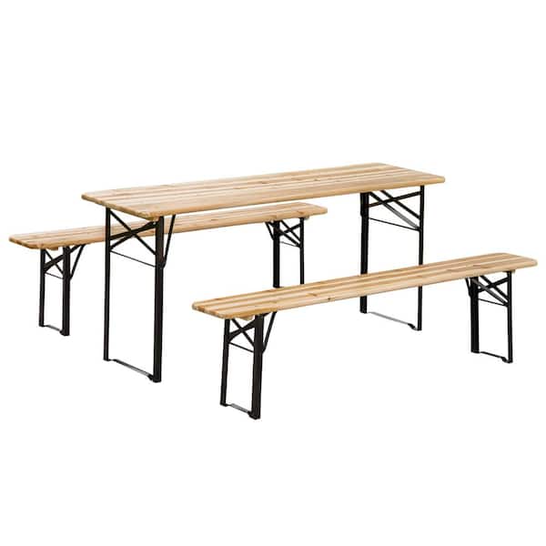 Outsunny 6 ft. Wooden Folding Picnic Outdoor Table Bench Set