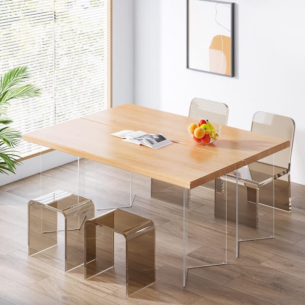 Contemporary Office Desk with Thick Acrylic Cabinet Support Legs