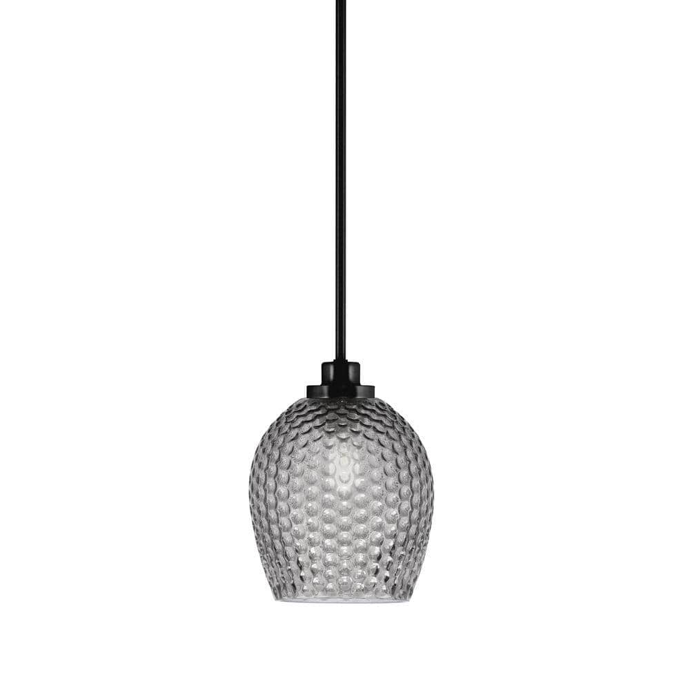 Monroe 100-Watt 1 Light Matte Black Shaded Pendant Light with