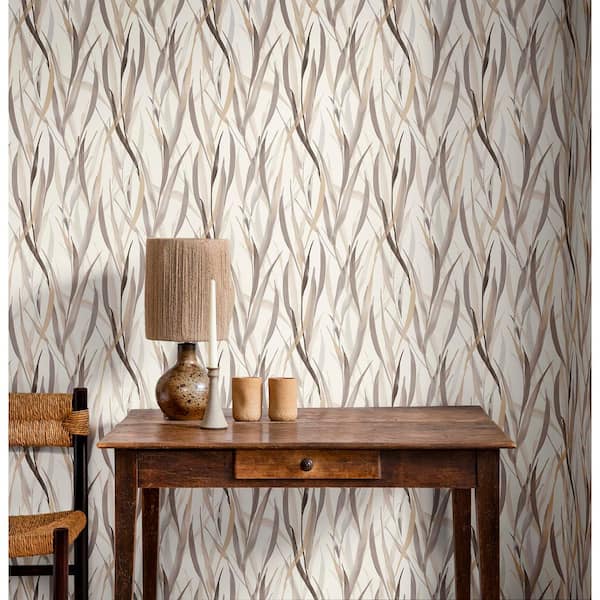Sway Neutral White Botanical Wallpaper Sample