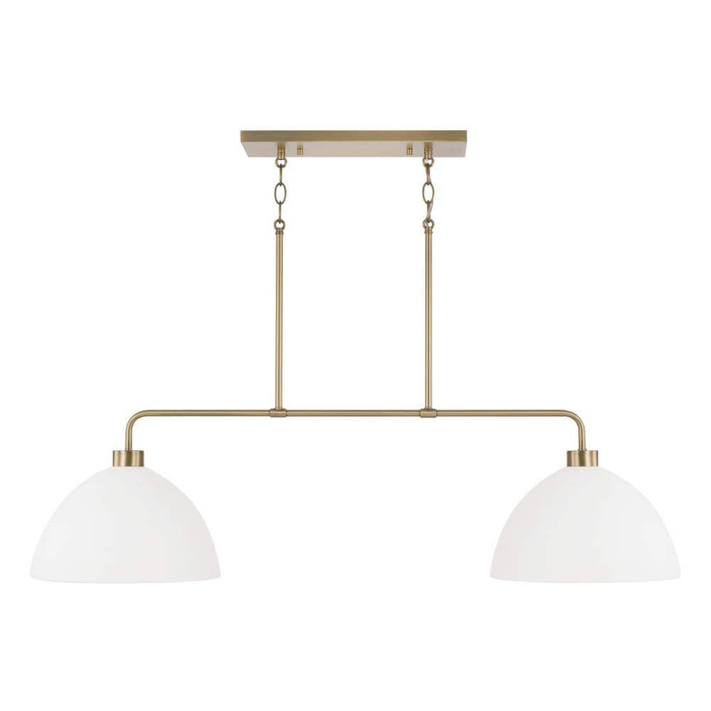 Ross 2-Light Aged Brass and White 44 in. W x 11.50 in. H Linear Chandelier price history on PriceWatchPro