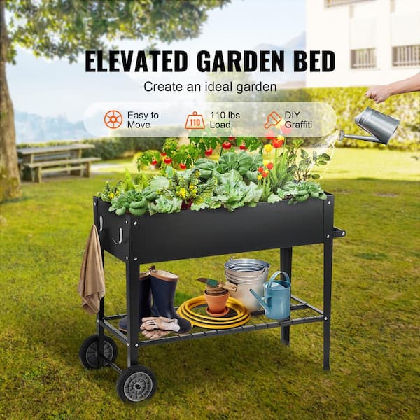 42.5 in. x 19.5 in. x 31.5 in. Black Steel Raised Garden Bed Elevated Outdoor Planting Boxes with Legs