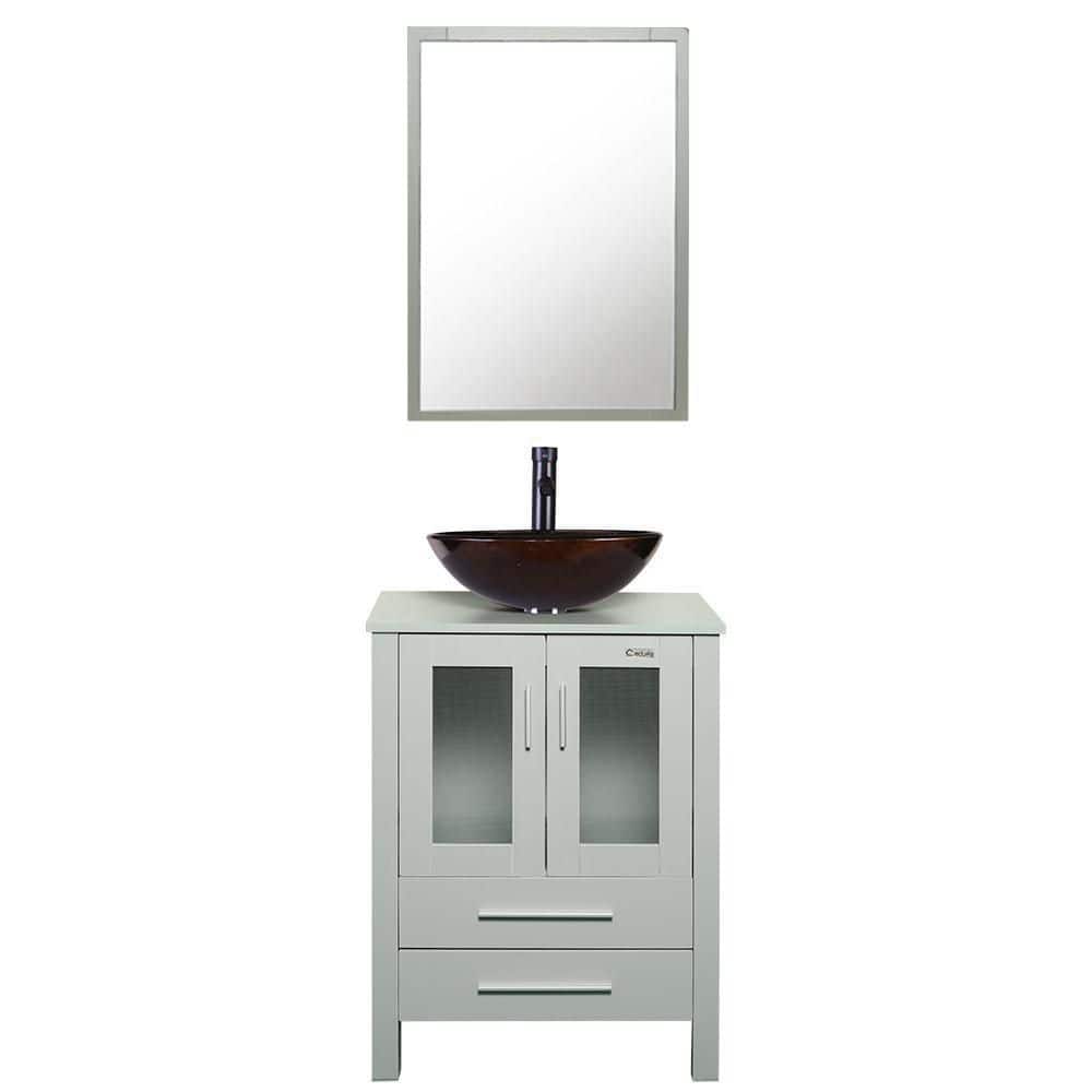 Eclife 24 Bathroom Corner Cabinet with Mirror, Wall Mount Mirror Cabi