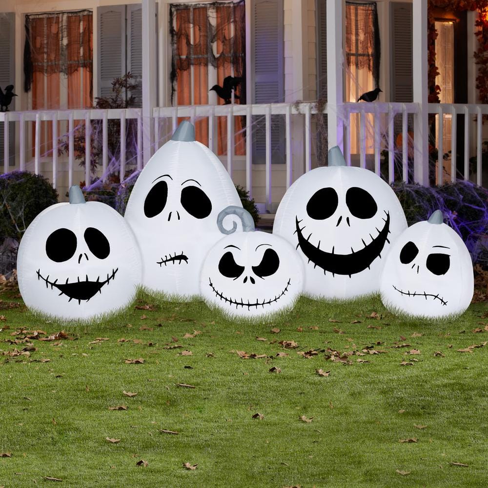 Jack Skellington White Pumpkin Inflatable Halloween Decor