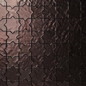 Karma Bronze 8.34 in. x 8.34 in. Star Cross Polished Glass Mosaic Wall Tile (0.48 sq. ft./each)