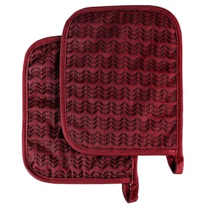 Quilted Silicone Burgundy Heat Resistant Pot Holder Set (2-Pack)