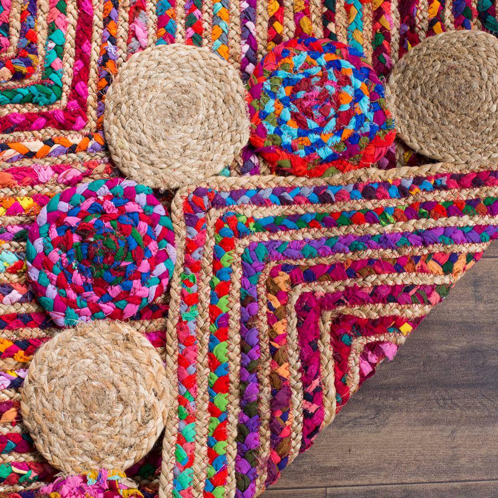 Handmade Multicolor Cotton Oval Area Rug 6' x 9'