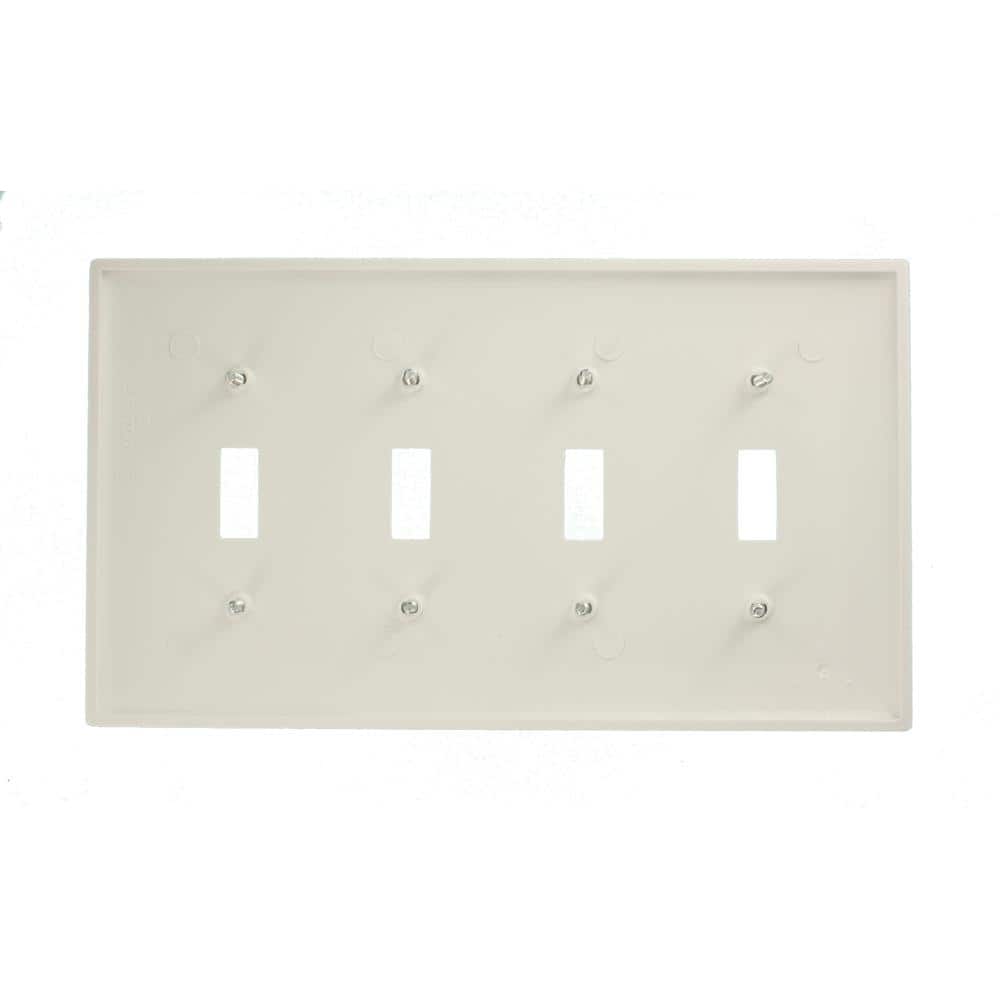 White Thermoplastic 4-Gang Toggle Switch Wall Plate