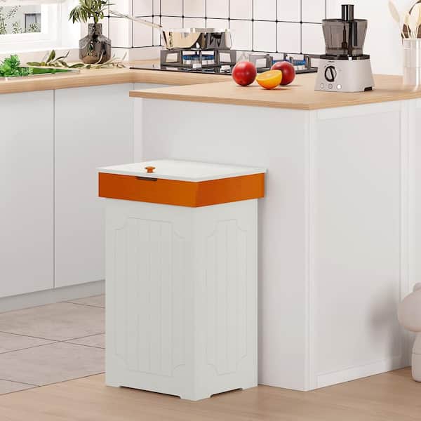 Homefort 13 Gallon Trash Can, Kitchen Garbage Can, Country Style Wooden  Trash Cabinet, Recyle Bin For Kitchen, White