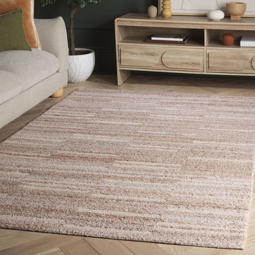 Pine 6 ft. x 6 ft. Beige/Light Rust Gradient Striped Square Area Rug price history on PriceWatchPro