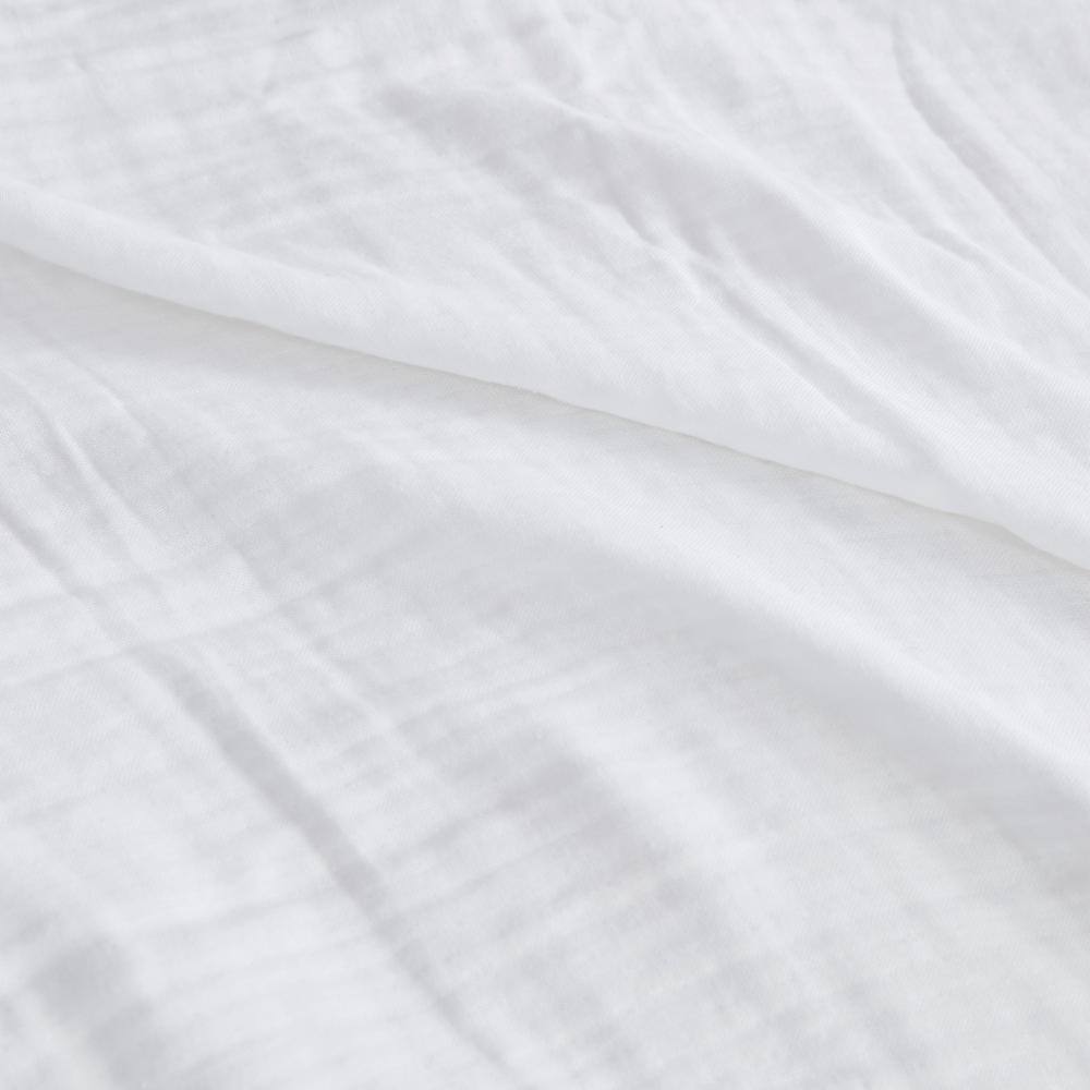Cozy Farmhouse Full/Queen Cotton Gauze 3-Layer Blanket in White