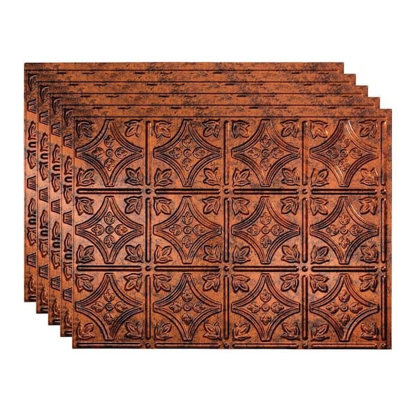Fasade 18 in. x 24 in. Traditional #1 Moonstone Copper Vinyl Backsplash Panel (Pack of 5)